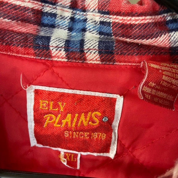 Vintage ELY Plains Quilted Warm Red Plaid Pearl Snap Button Down Shirt Men’s XL - Picture 2 of 7